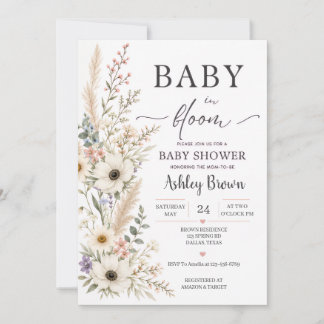 Baby in Bloom Vildblomma Barnkalasinbjudan Spara Datumet