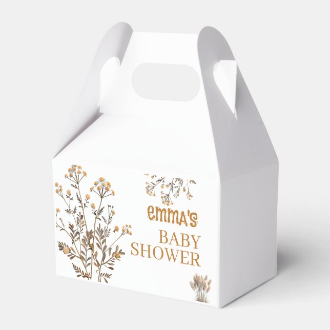 Baby in Bloom Vildblomma Boho Pampas Bebis Shower Presentaskar (Framsidan Sidan)