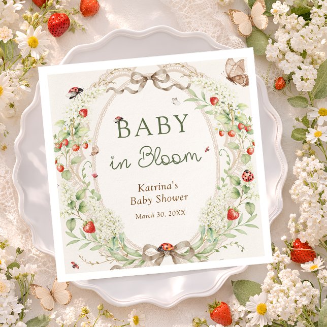 Baby in Bloom Vildblomma Bow Baby Shower Pappersservett (Skapare uppladdad)
