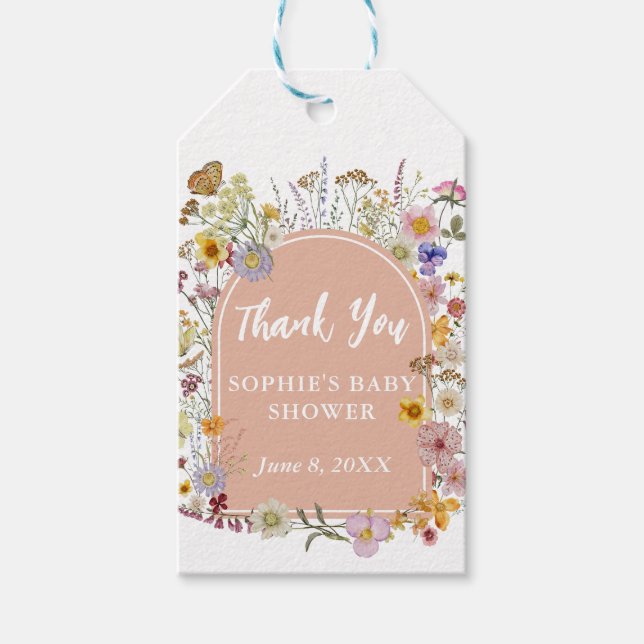 Baby In bloom Vildblomma Dammtrosa Presentetikett (Framsidan)