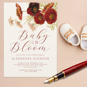 Baby in Bloom Vildblomma Höst Bebisshower Inbjudningar