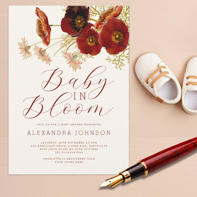 Baby in Bloom Vildblomma Höst Bebisshower Inbjudningar (Baby in bloom floral fall gender neutral baby shower invitation)