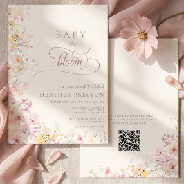 Baby In Bloom Vildblomma QR Bebisfest Inbjudningar