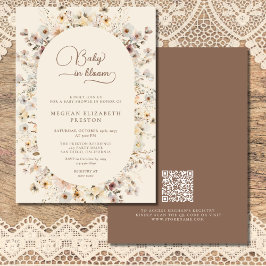Baby in Bloom Vildblomma QR-kod Baby Shower Inbjudningar