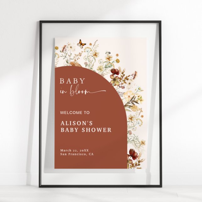 Baby In Bloom Vildblomma Terrakotta Dusch Välkomme Poster (Skapare uppladdad)