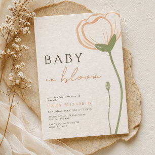 Baby in Bloom Vildblomma Vår Bebisshower Inbjudningar
