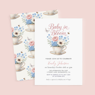 Baby In Bloom Vintage Babyfirande Inbjudan