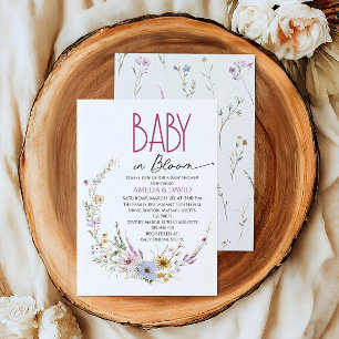 Baby in Bloom Whimsical Blommig Båge Bebis firande Inbjudningar