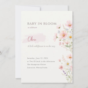 Baby in Bloom Whimsical Vilda Blommor Bebis Shower Inbjudningar