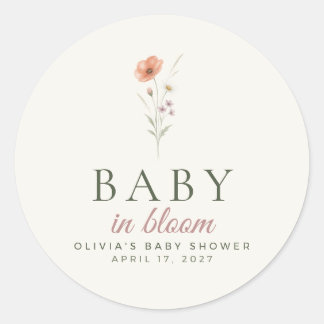 Baby in Bloom Wildflower Baby Shower-dekal Runt Klistermärke