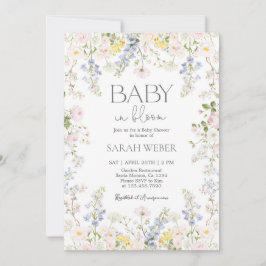 Baby in Bloom Wildflower Baby Shower Flicka Inbjudningar