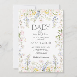 Baby in Bloom Wildflower Baby Shower Flicka Inbjudningar