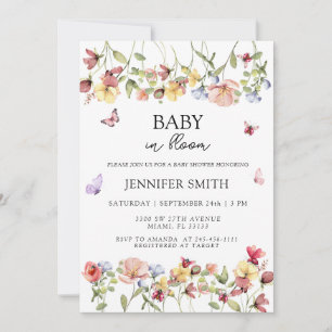 Baby in Bloom Wildflower Baby Shower Inbjudningar