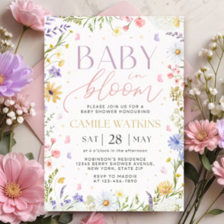Baby In Bloom Wildflower Baby Shower Invitation Inbjudningar