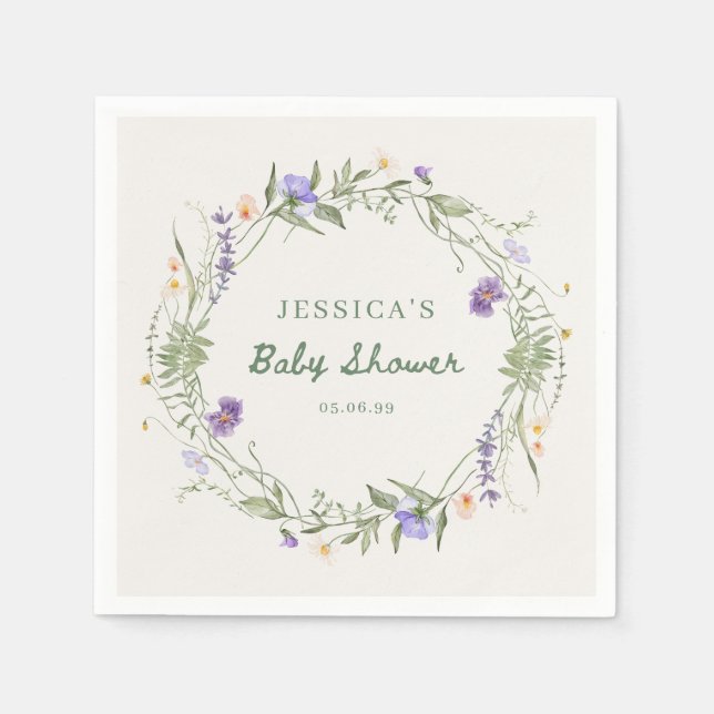 Baby in Bloom Wildflower Baby Shower Napkins Pappersservett (Framsidan)