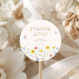 Baby in Bloom Wildflower Baby Shower Thank You Runt Klistermärke