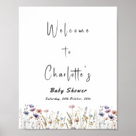 Baby In Bloom Wildflower Baby Shower Welcome Sign Poster