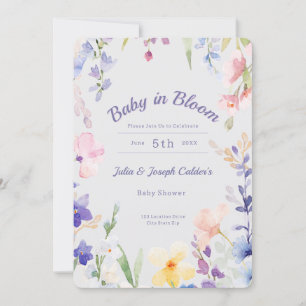 Baby in Bloom Wildflower Barnrumsinbjudan Inbjudningar