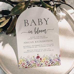 Baby in Bloom Wildflower Beige Valvbarnskväll Inbjudningar