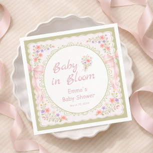 Baby in Bloom Wildflower Bow Baby Shower Pappersservett