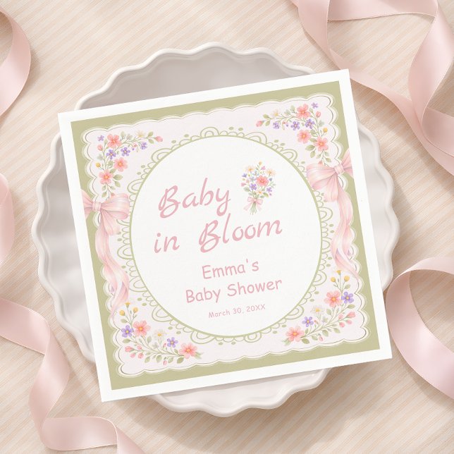 Baby in Bloom Wildflower Bow Baby Shower  Pappersservett (Skapare uppladdad)
