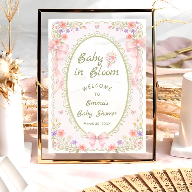 Baby in Bloom Wildflower Bow Baby Shower Welcome  Poster (Skapare uppladdad)