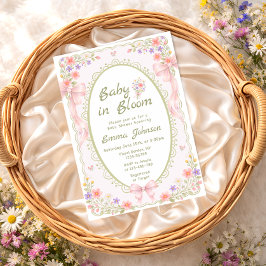 Baby in Bloom Wildflower Bow Girl Baby Shower Inbjudningar