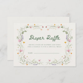 Baby in Bloom Wildflower Diaper Raffle Card Inbjudningar