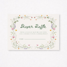 Baby in Bloom Wildflower Diaper Raffle Card Inbjudningar