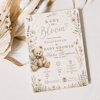 Baby in Bloom Wildflower Förlossningsfest Inbjudan