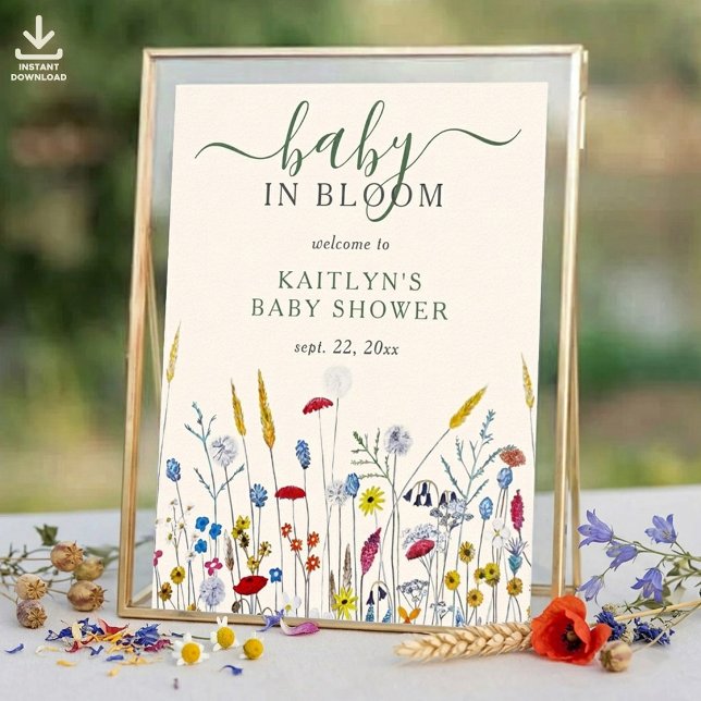 Baby in Bloom Wildflower Meadow Baby Shower Poster (Skapare uppladdad)