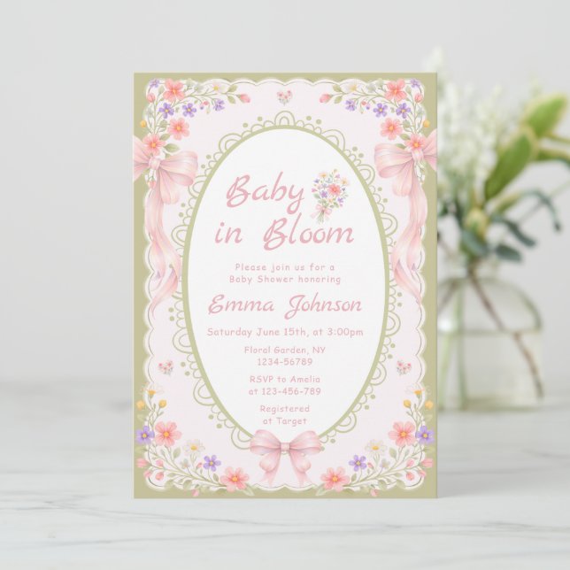 Baby in Bloom Wildflower Pretty Baby Shower Inbjudningar (Stående Fram)