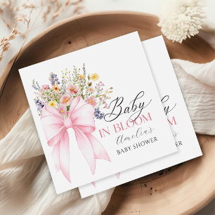 Baby In Bloom Wildflower Rosa Babyshower  Pappersservett