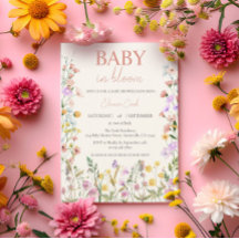 Baby in Bloom Wildflower Rosa Flicka QR Baby Showe