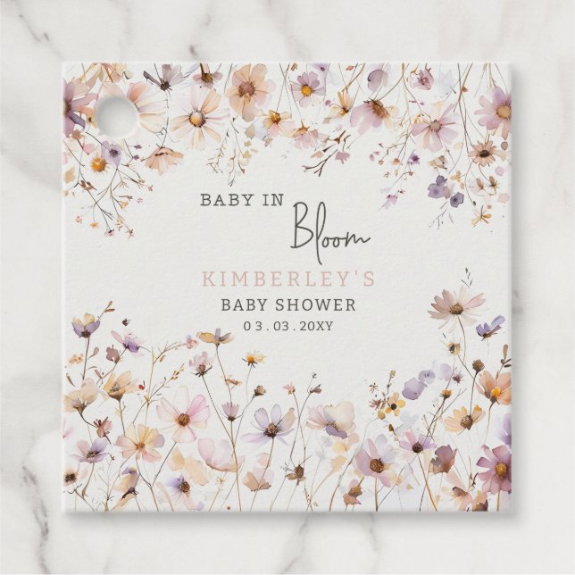 Baby in Bloom Wildflowers Baby Girl Baby Shower Gåvor Etiketter (Framsida)