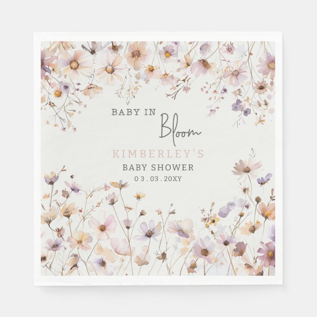 Baby in Bloom Wildflowers Baby Girl Baby Shower Pappersservett (Framsidan)