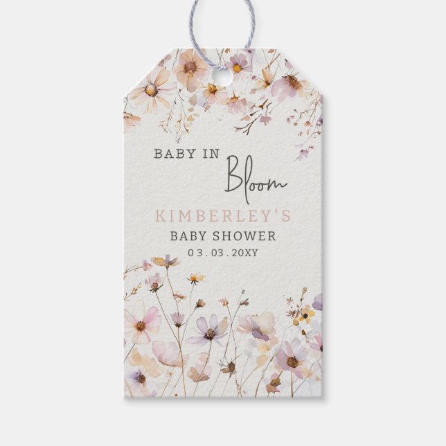 Baby in Bloom Wildflowers Baby Girl Baby Shower Presentetikett (Framsidan)