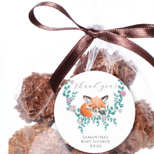 Baby in Bloom Woodland Fox Greenery Tack Runt Klistermärke