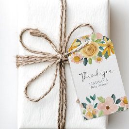 Baby in Bloom Yellow Floral Thank You Gift Presentetikett