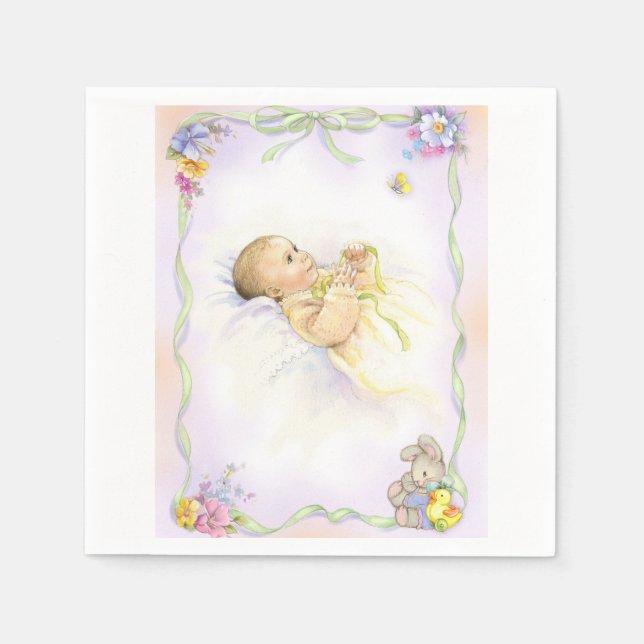 Baby infant baptism christening design pappersservett (Framsidan)
