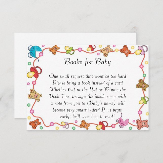 Baby Inslag Baby Shower Bokar för Baby-kort Inbjudningar (Fram/baksida)