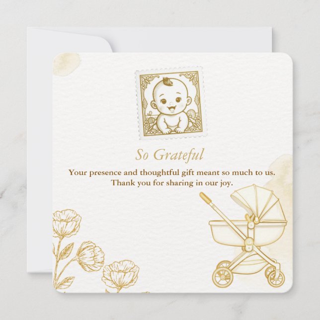 Baby Invitation - Cute Stamp Tack Kort (Framsida)