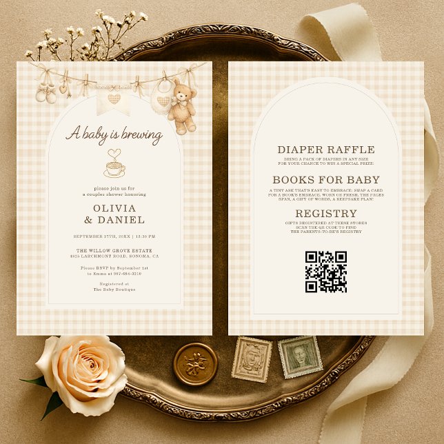 Baby is Brewing All in One Coffee Couples Shower Inbjudningar (Skapare uppladdad)