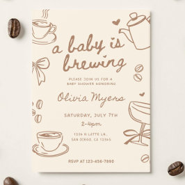 Baby is Brewing Baby Shower Inbjudan: Kaffe Det Inbjudningar