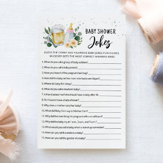 Baby Is Brewing Baby Shower Jokes Game Pink card