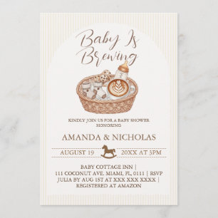 Baby Is Brewing Baby Shower Randig Inbjudningar