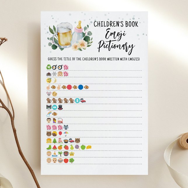 Baby Is Brewing Barnbok Emoji Pictionary (Greenery and Beer Baby Brewing Baby Shower Children's book Emoji Pictionary Game)