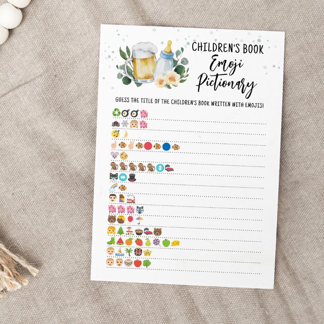 Baby Is Brewing Barnbok Emoji Pictionary Inbjudningar (Beer Sage Green Baby Shower Childrens Book Emoji Pictionary Game)