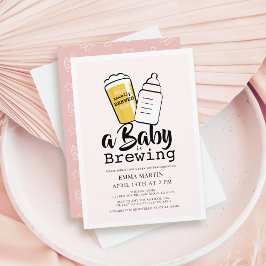 Baby is Brewing Beer Baby Bottle Pink Baby Shower Inbjudningar