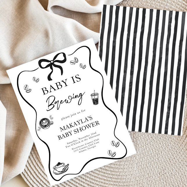 Baby is Brewing bow Coffee Espresso Baby Shower Inbjudningar (Skapare uppladdad)